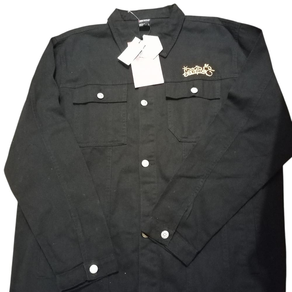SouthPole Black Heavy Denim Jacket Or Jean Top, Size L, NWT